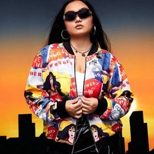 Wonder Woman Graphic Bomber Jacket Zip Up